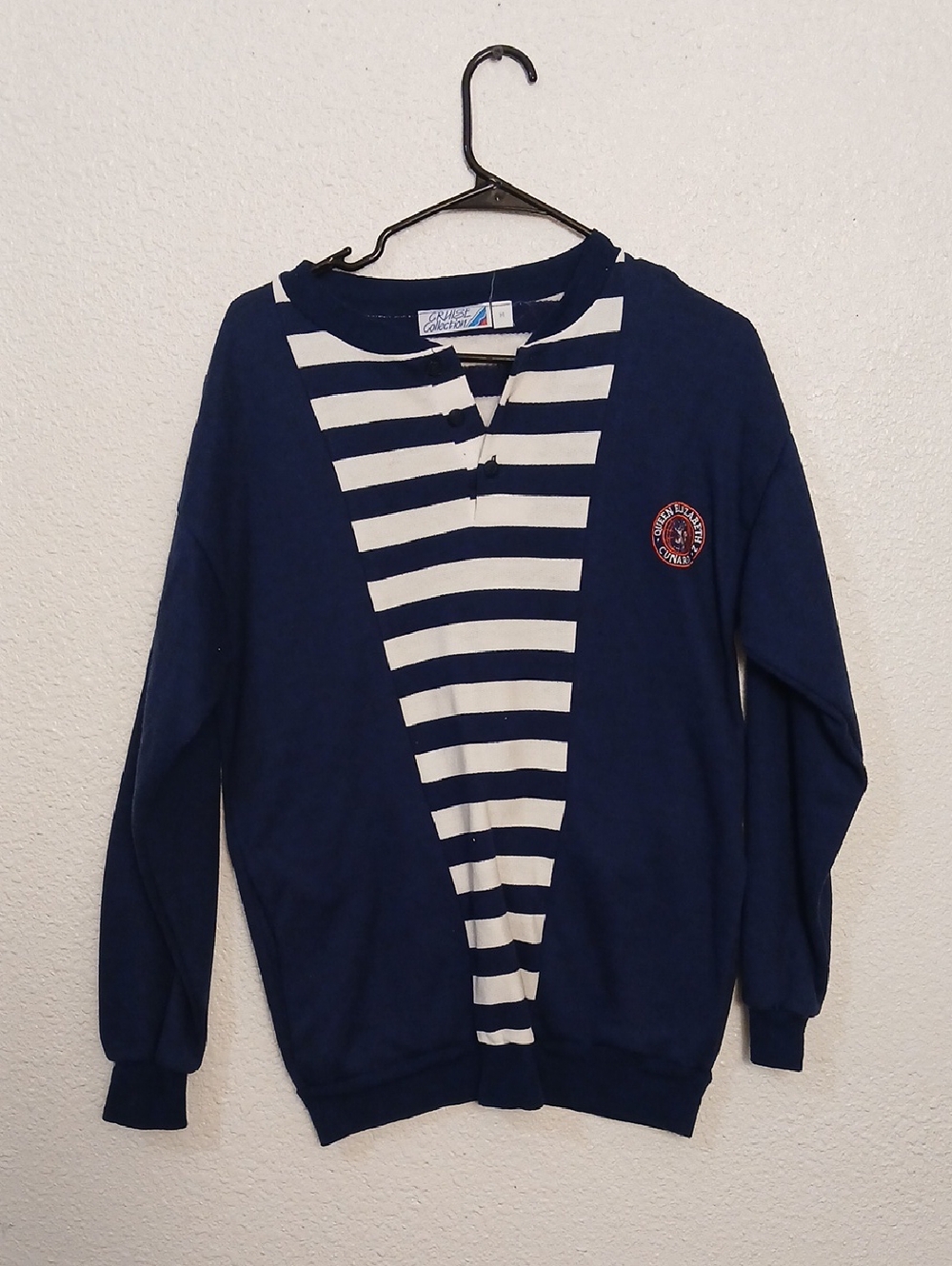 Navy and White Striped Crewneck Sweater - Women